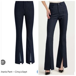 Nwot Cinq A Sept 5 To 7 Shanis Pants Slit Hem Dark Denim Style 2 25/26w